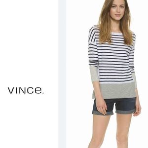 Vince Striped scoop neck long sleeve tee